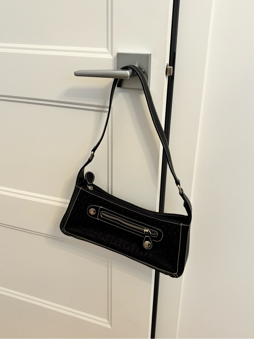 Tommy Hilfiger Monogram Black Shoulder Bag